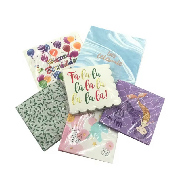 웨딩 칵테일 애완 동물 바 이벤트에 대한 고품질 사용자 정의 인쇄 1겹 버진 목재 펄프 냅킨 가방 스타일